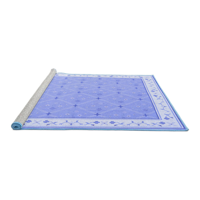 Sideview of Machine Washable Abstract Blue Contemporary Rug, wshcon2436blu