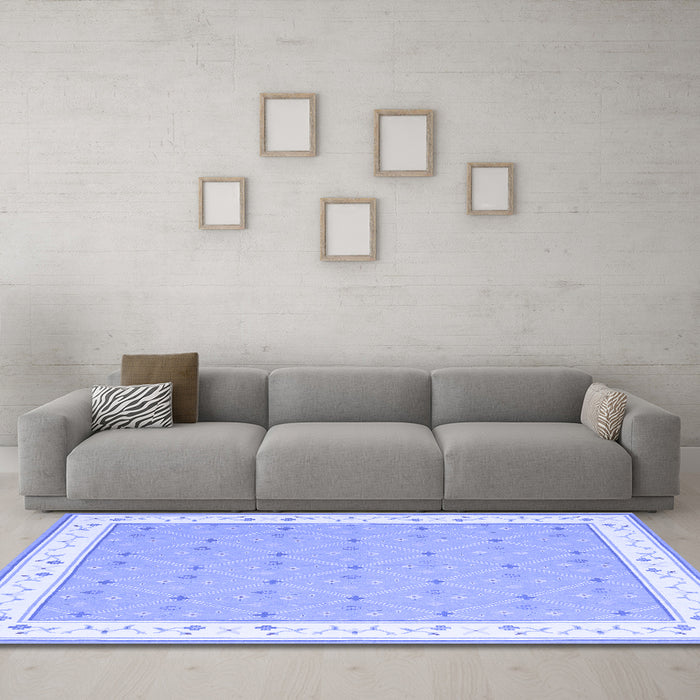 Machine Washable Abstract Blue Contemporary Rug in a Living Room, wshcon2436blu