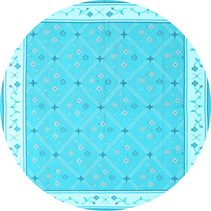 Round Abstract Light Blue Contemporary Rug, con2436lblu
