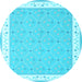 Round Abstract Light Blue Contemporary Rug, con2436lblu