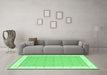 Machine Washable Abstract Emerald Green Contemporary Area Rugs in a Living Room,, wshcon2436emgrn