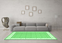 Machine Washable Abstract Emerald Green Contemporary Rug, wshcon2436emgrn