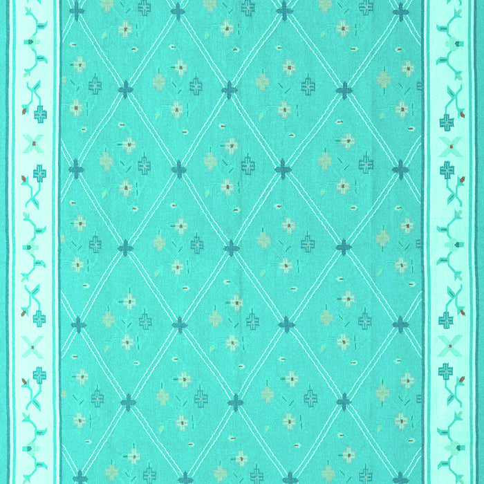 Machine Washable Abstract Turquoise Contemporary Area Rugs, wshcon2436turq