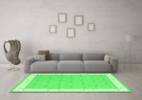 Machine Washable Abstract Green Contemporary Rug, wshcon2436grn