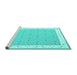 Sideview of Machine Washable Abstract Turquoise Contemporary Area Rugs, wshcon2436turq