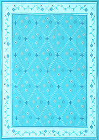 Abstract Light Blue Contemporary Rug, con2436lblu