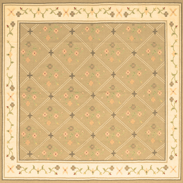 Square Abstract Brown Contemporary Rug, con2436brn