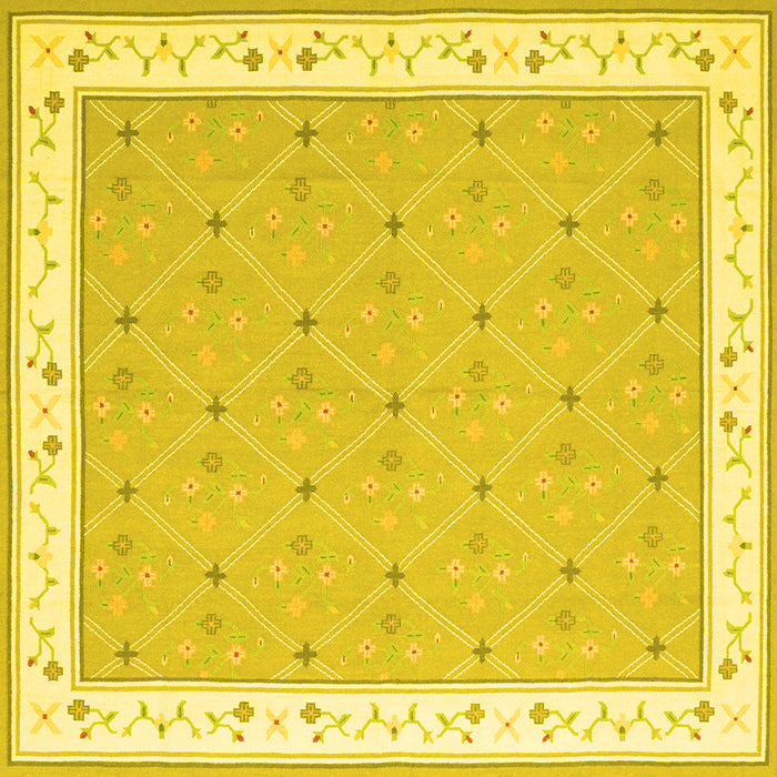 Square Abstract Yellow Contemporary Rug, con2436yw