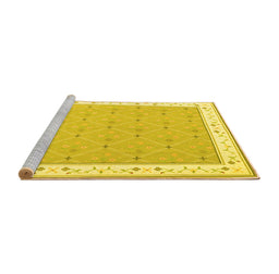 Sideview of Machine Washable Abstract Yellow Contemporary Rug, wshcon2436yw