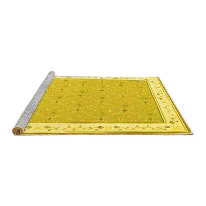 Sideview of Machine Washable Abstract Yellow Contemporary Rug, wshcon2436yw