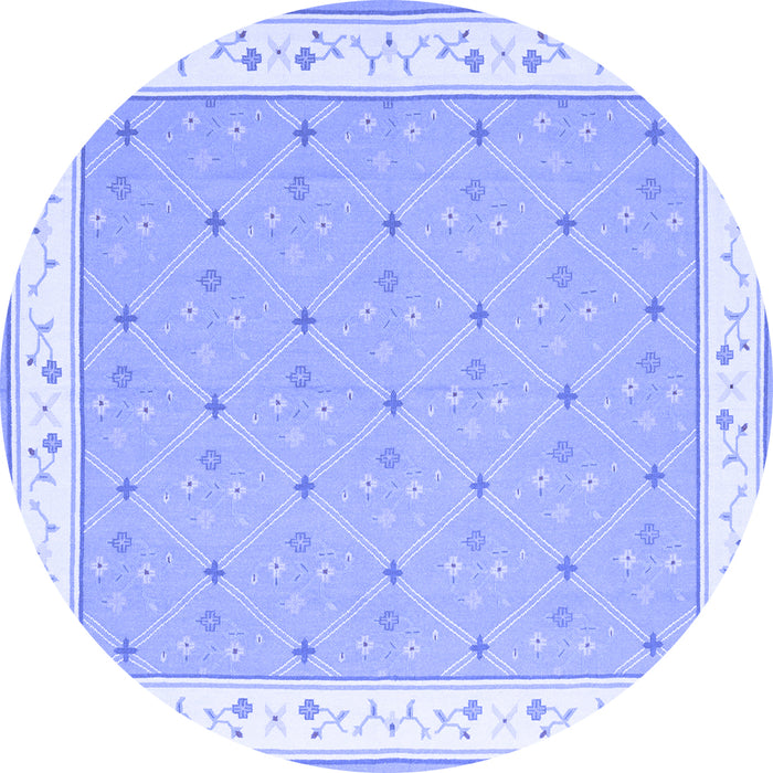 Round Abstract Blue Contemporary Rug, con2436blu
