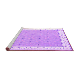 Sideview of Machine Washable Abstract Purple Contemporary Area Rugs, wshcon2436pur