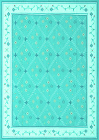 Abstract Turquoise Contemporary Rug, con2436turq