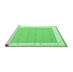 Sideview of Machine Washable Abstract Emerald Green Contemporary Area Rugs, wshcon2436emgrn