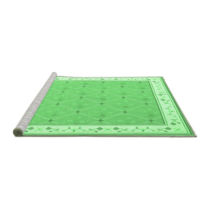 Sideview of Machine Washable Abstract Emerald Green Contemporary Area Rugs, wshcon2436emgrn