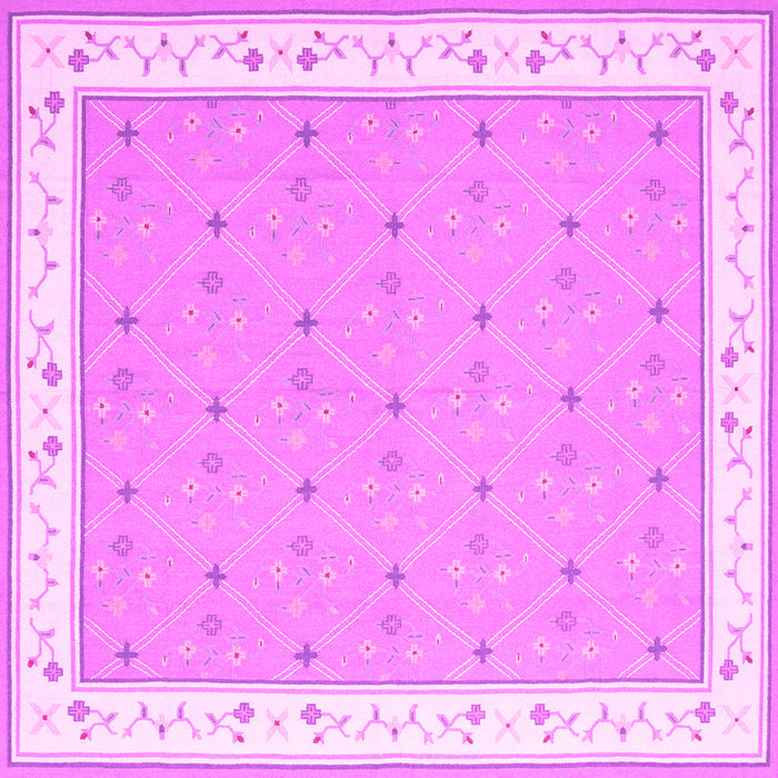 Square Machine Washable Abstract Pink Contemporary Rug, wshcon2436pnk