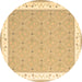 Round Abstract Brown Contemporary Rug, con2436brn