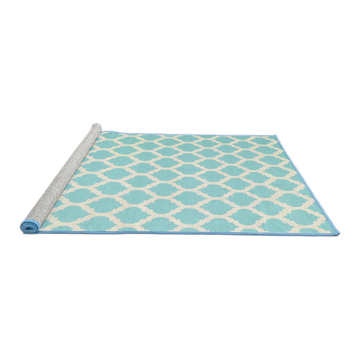 Serging Thickness of Machine Washable Contemporary Celeste Blue Rug, wshcon2437