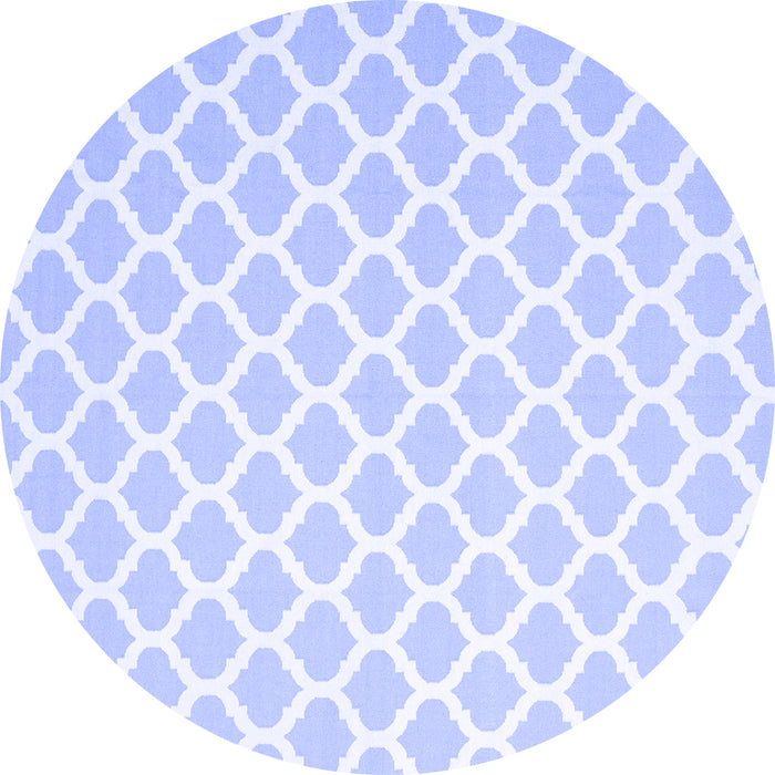 Round Machine Washable Trellis Blue Modern Rug, wshcon2437blu