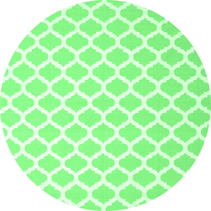 Round Machine Washable Trellis Emerald Green Modern Area Rugs, wshcon2437emgrn