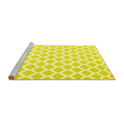 Sideview of Machine Washable Trellis Yellow Modern Rug, wshcon2437yw