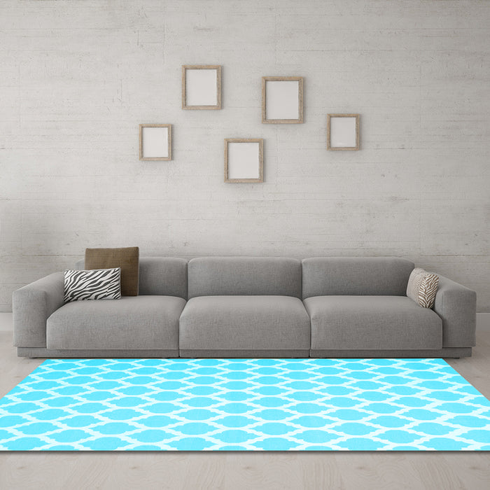 Machine Washable Trellis Light Blue Modern Rug in a Living Room, wshcon2437lblu