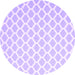 Round Machine Washable Trellis Purple Modern Area Rugs, wshcon2437pur