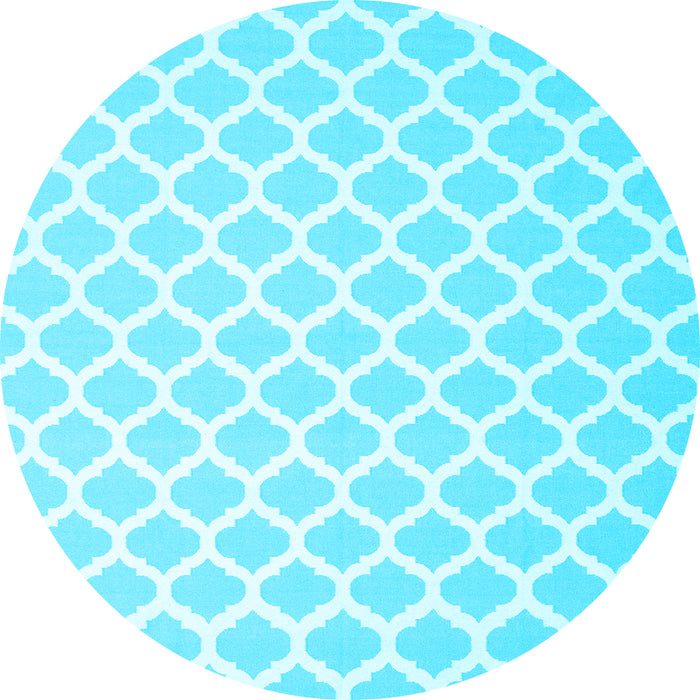 Round Machine Washable Trellis Light Blue Modern Rug, wshcon2437lblu