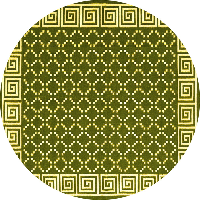 Round Abstract Yellow Contemporary Rug, con2438yw