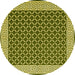 Round Abstract Yellow Contemporary Rug, con2438yw