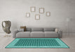 Machine Washable Abstract Turquoise Contemporary Area Rugs in a Living Room,, wshcon2438turq