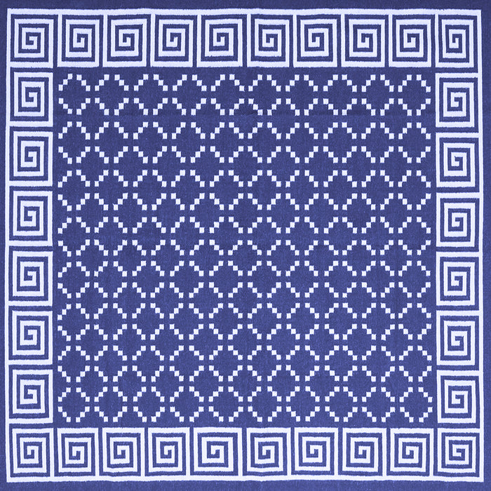 Square Abstract Blue Contemporary Rug, con2438blu