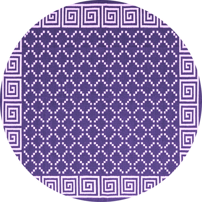 Round Abstract Purple Contemporary Rug, con2438pur