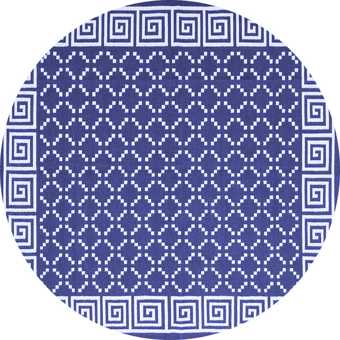 Round Machine Washable Abstract Blue Contemporary Rug, wshcon2438blu