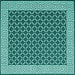 Square Machine Washable Abstract Turquoise Contemporary Area Rugs, wshcon2438turq