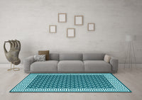 Machine Washable Abstract Light Blue Contemporary Rug, wshcon2438lblu