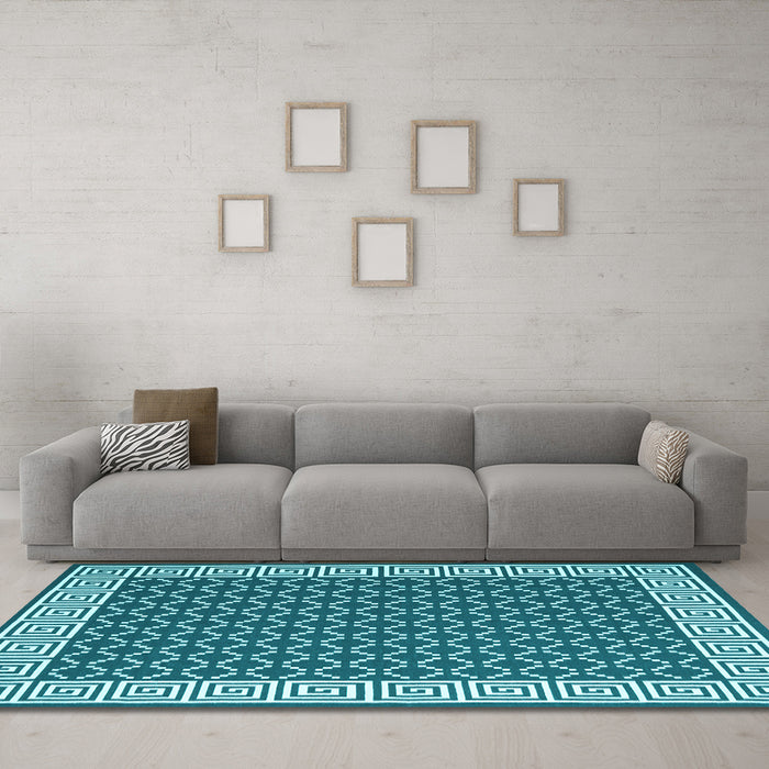 Machine Washable Abstract Light Blue Contemporary Rug in a Living Room, wshcon2438lblu