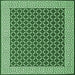 Square Abstract Emerald Green Contemporary Rug, con2438emgrn