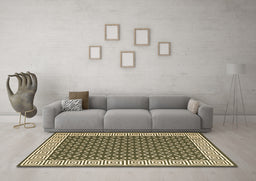 Machine Washable Abstract Brown Contemporary Rug in a Living Room,, wshcon2438brn