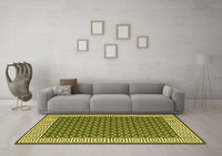 Machine Washable Abstract Yellow Contemporary Rug, wshcon2438yw