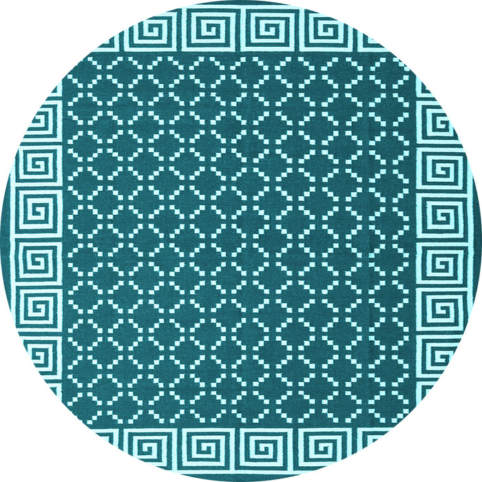 Round Abstract Light Blue Contemporary Rug, con2438lblu