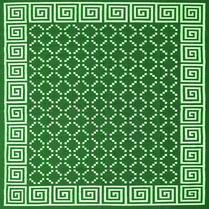 Serging Thickness of Abstract Green Contemporary Rug, con2438grn