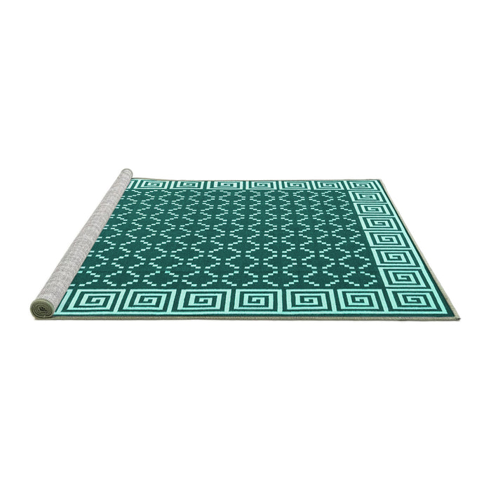 Sideview of Machine Washable Abstract Turquoise Contemporary Area Rugs, wshcon2438turq