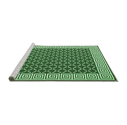 Sideview of Machine Washable Abstract Emerald Green Contemporary Area Rugs, wshcon2438emgrn