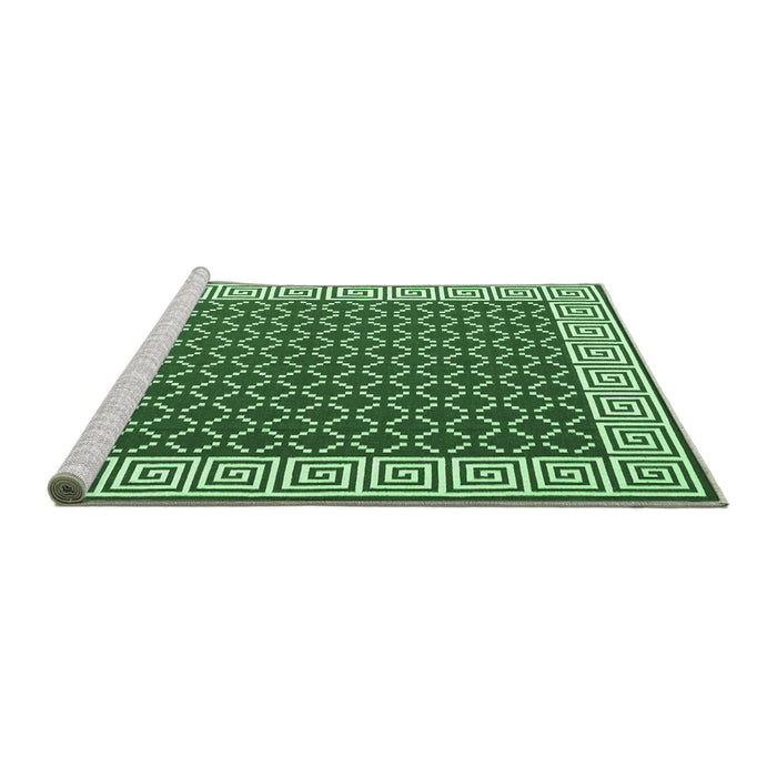 Sideview of Machine Washable Abstract Emerald Green Contemporary Area Rugs, wshcon2438emgrn