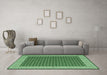 Machine Washable Abstract Emerald Green Contemporary Area Rugs in a Living Room,, wshcon2438emgrn