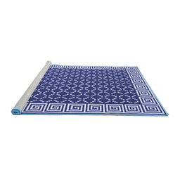 Sideview of Machine Washable Abstract Blue Contemporary Rug, wshcon2438blu