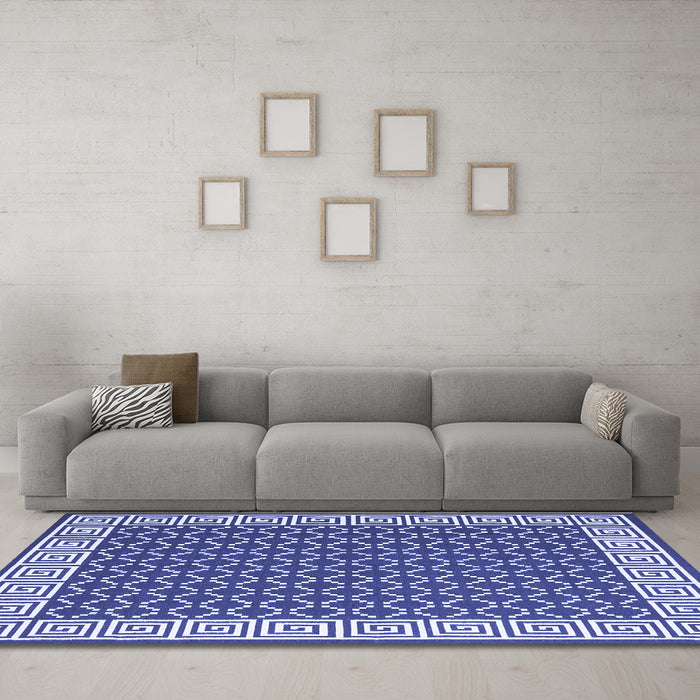 Machine Washable Abstract Blue Contemporary Rug in a Living Room, wshcon2438blu