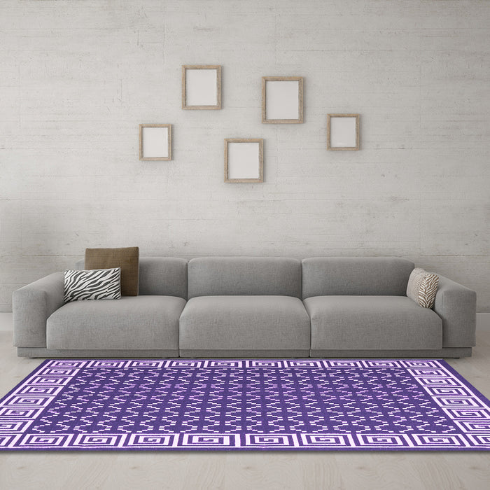 Machine Washable Abstract Purple Contemporary Area Rugs in a Living Room, wshcon2438pur