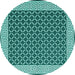 Round Machine Washable Abstract Turquoise Contemporary Area Rugs, wshcon2438turq